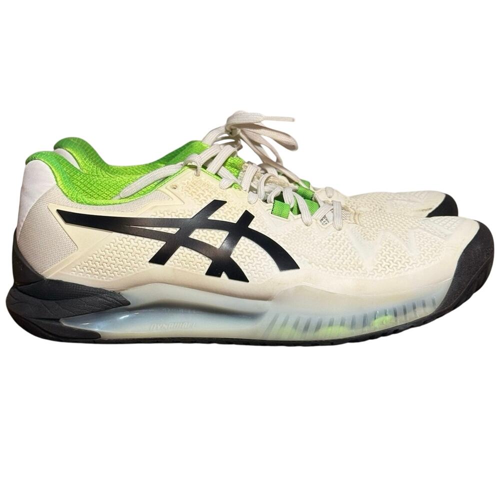 ASICS GEL-Resolution 8 White Green Gecko Tennis Shoes Court Men's Size 8